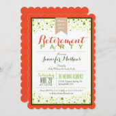 ネオンエレガントグリーンパパイヤオレンジリタイアメントパーティー 招待状 (正面/裏面)