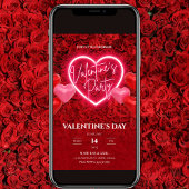 ネオンエレガントハートバレンタインパーティの招待状 招待状