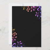 ネオンエレガントバラブラックフローラブライダルシャワー 招待状 (裏面)