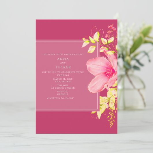 ネオンエレガントピンクフローラ結婚ズ 招待状 (スタンド正面)
