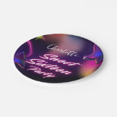 ネオンエレガントピンクブラックレトロレトロスウィート16誕生日 ペーパープレート (アングル)