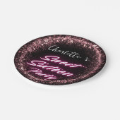 ネオンエレガントピンクブラックレトロレトロスウィート16誕生日 ペーパープレート (アングル)