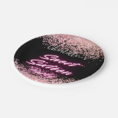 ネオンエレガントピンクブラックレトロレトロスウィート16誕生日 ペーパープレート (アングル)