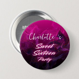 ネオンエレガントピンクブラックレトロレトロスウィート16誕生日 缶バッジ