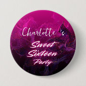 ネオンエレガントピンクブラックレトロレトロスウィート16誕生日 缶バッジ (正面)
