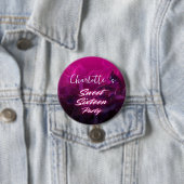 ネオンエレガントピンクブラックレトロレトロスウィート16誕生日 缶バッジ (インサイチュ)