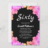 ネオンエレガントライトバラフローラ60誕生日 招待状 (正面)