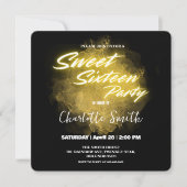 ネオンエレガント金ゴールドピンクマーブルスウィート16誕生日 サンキューカード (正面)