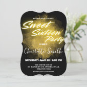 ネオンエレガント金ゴールドピンクマーブルスウィート16誕生日 招待状 (スタンド正面)