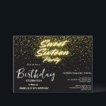 ネオンエレガント金ゴールドブラックレトロスウィート16th誕生日 招待状<br><div class="desc">ネオンエレガント金ゴールドブラックレトロスウィート16thバースデーパーティー</div>