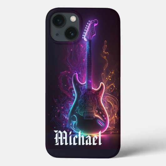 ネオンエレクトリックギター音楽のカスタムネーム Case-Mate iPhoneケース (裏面)