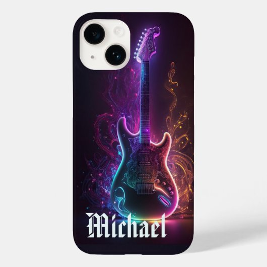 ネオンエレクトリックギター音楽のカスタムネーム Case-Mate iPhoneケース (裏面)