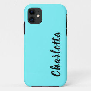ネオンエレクトリックブルー無地のカラーカスタムパーソナライズ iPhone 11 ケース