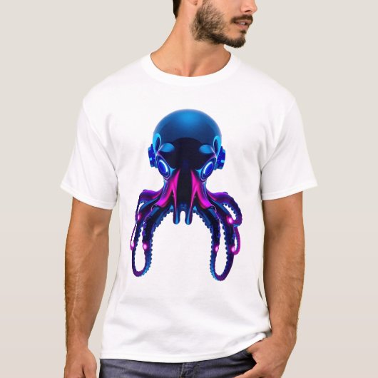 ネオンオクトロボット顔 Tシャツ (正面)