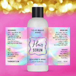 ネオンオパールホログラフィック4 OZコスメティックボトルラベル 長方形シール