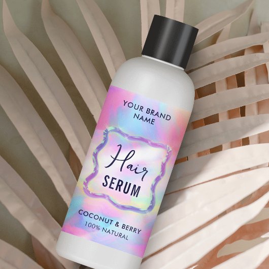 ネオンオパールホログラフィック4 OZコスメティックボトルラベル 長方形シール