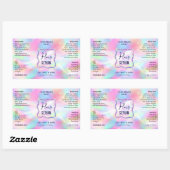 ネオンオパールホログラフィック4 OZコスメティックボトルラベル 長方形シール (シート)