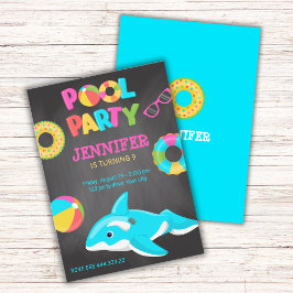 ネオンオルカ膨張可能プールパーティの招待状 招待状