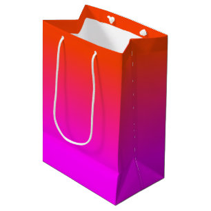 ネオンオレンジおよびショッキングピンクのグラデーションな陰色は衰退 ミディアムペーパーバッグ