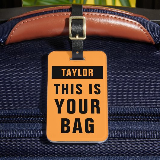 ネオンオレンジと黒はっきりした名カラフルテンプレート ラゲッジタグ (正面インサイチュ2)