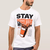 ネオンオレンジのカフェイン中毒コーヒーカップ Tシャツ (正面)