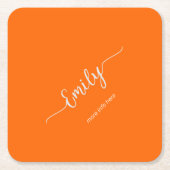 ネオンオレンジエレガント色 スクエアペーパーコースター (正面)