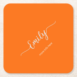 ネオンオレンジエレガント色 スクエアペーパーコースター