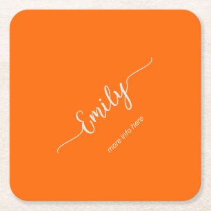 ネオンオレンジエレガント色 スクエアペーパーコースター