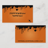 ネオンオレンジペンキの（ばちゃばちゃ）跳ねる 名刺 (正面/裏面)