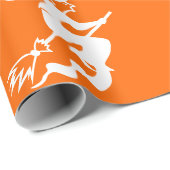 ネオンオレンジ色の魔女シルエット ラッピングペーパー (ロールコーナー)