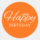 ネオンオレンジ誕生日 ラウンドシール (正面)