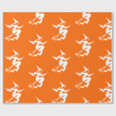 ネオンオレンジ飛んでいる色 – 魔女 ラッピングペーパー (フラット)