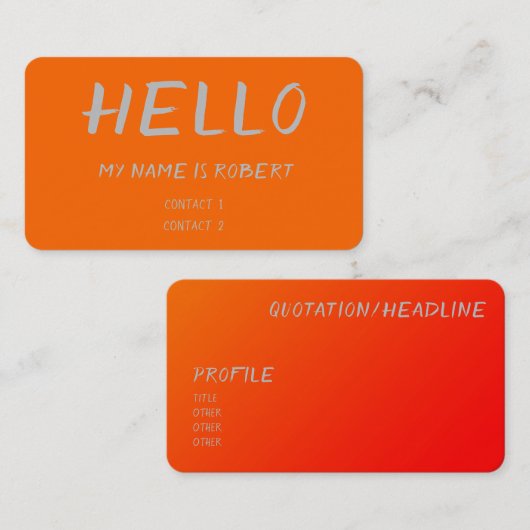 ネオンオレンジ – ハロービジネスカード 名刺 (正面/裏面)