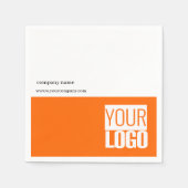 ネオンオレンジ&ホワイト – ロゴの追加 スタンダードカクテルナプキン (正面)