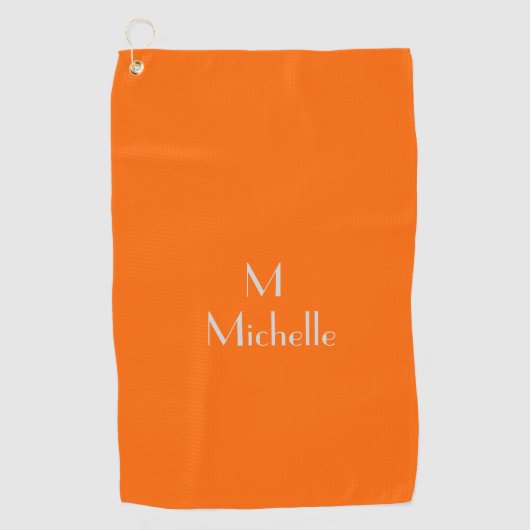 ネオンオレンジ：モノグラムと名前を追加 ゴルフタオル (正面)