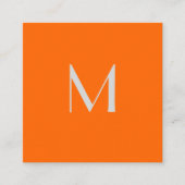 ネオンオレンジ – モノグラムの追加 スクエア名刺 (正面)