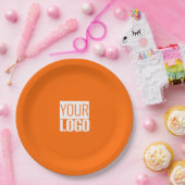 ネオンオレンジ – ロゴのはっきりした追加 ペーパープレート (パーティー)