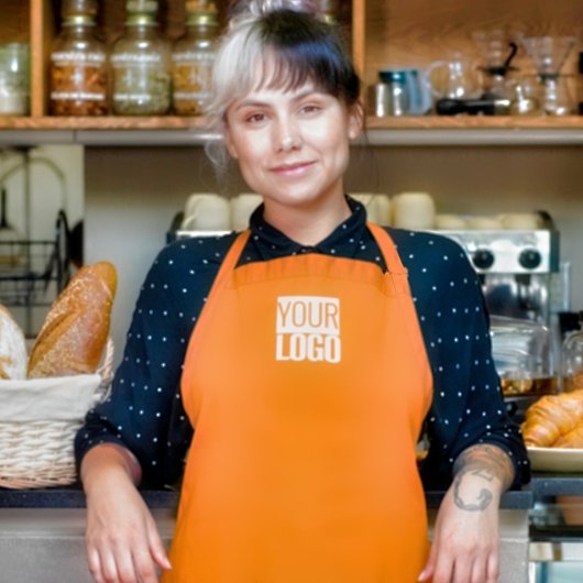 ネオンオレンジ – ロゴの追加 エプロン