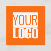 ネオンオレンジ – ロゴの追加 スクエア名刺 (正面)