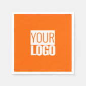 ネオンオレンジ – ロゴの追加 スタンダードカクテルナプキン (正面)