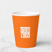 ネオンオレンジ – ロゴの追加 紙コップ (正面)