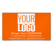 ネオンオレンジ-ロゴを追はっきりした加 マグネット名刺 (正面)