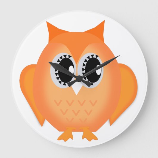 ネオンオレンジHootieのやじり声フクロウの時計 ラージ壁時計 (正面)
