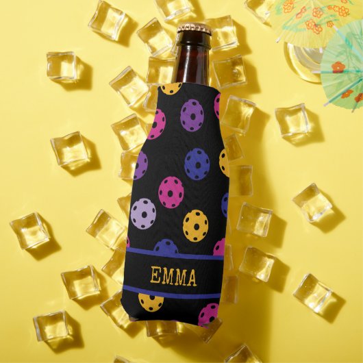 ネオンオンブラックピックボールカスタム文字 ボトルクーラー (インサイチュ 夏)