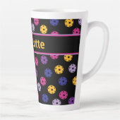 ネオンオンブラックピックボール、名前をカスタムするラテマグカップ カフェラテマグ (右)