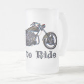 ネオンオートバイのビールのジョッキに乗るために住んで下さい フロストグラスビールジョッキ (正面右)