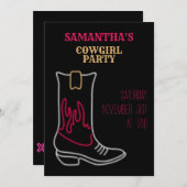 ネオンカウボーイ/カウガールブーツパーティー 招待状 (正面/裏面)