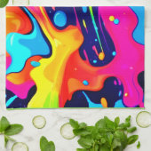 ネオンカオス液体カラー爆発 キッチンタオル (折り畳み)