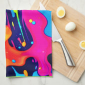 ネオンカオス液体カラー爆発 キッチンタオル (四つ折り)