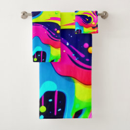 ネオンカオス液体カラー爆発 バスタオルセット